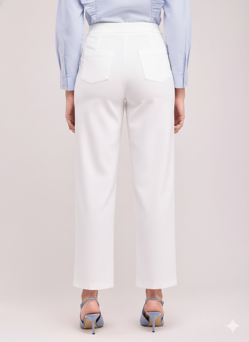 Women's White Ankle Length Pants