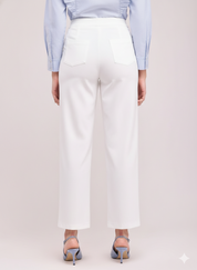 Women's White Ankle Length Pants