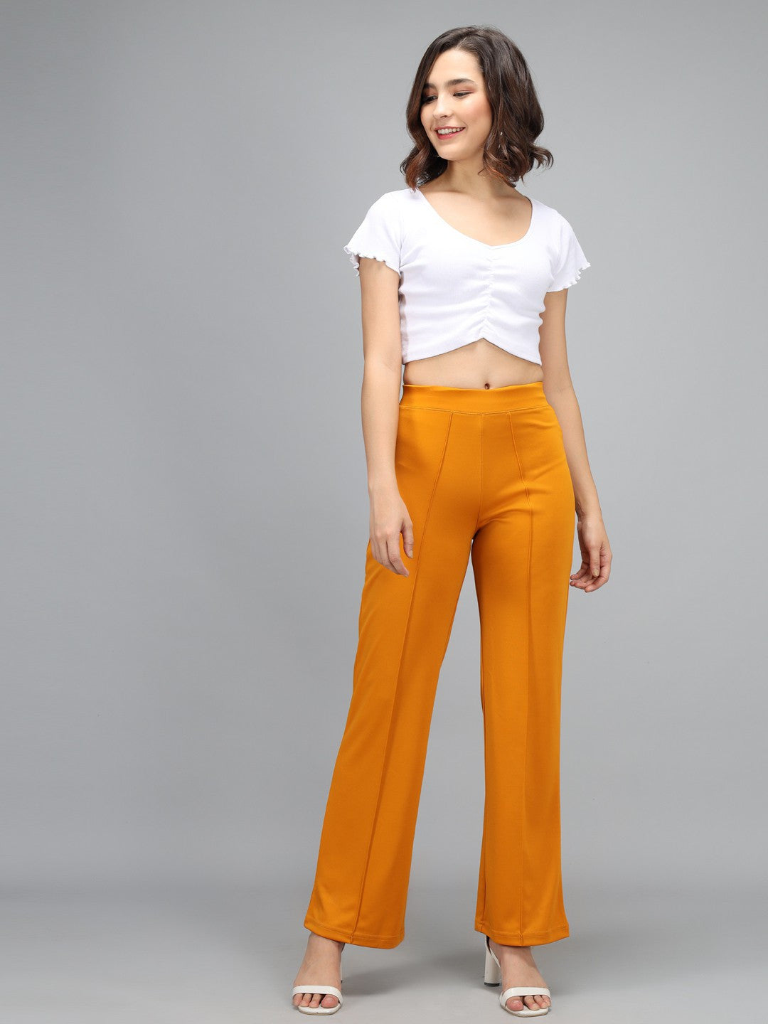 KOTTY Regular Fit Women Yellow Trousers 