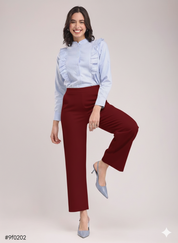 Women's Maroon Wide Leg Cropped Pants