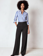 Women Black High Waist Wide Leg Pants