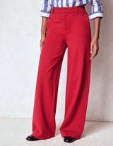 Women Red High Waist Wide Leg Pants