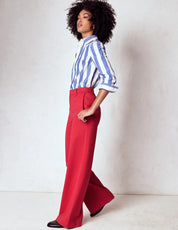 Women Red High Waist Wide Leg Pants