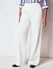 Women White High Waist Wide Leg Pants