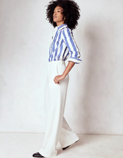 Women White High Waist Wide Leg Pants