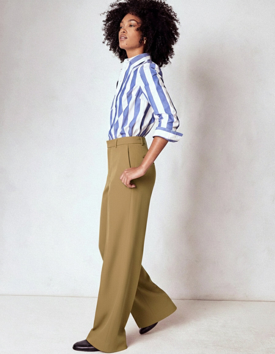 High-Waisted Camel Wide-Leg Trousers