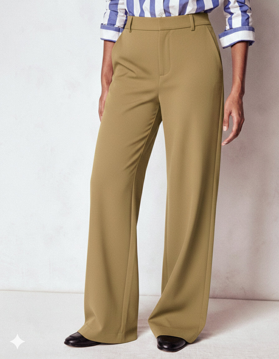 High-Waisted Camel Wide-Leg Trousers