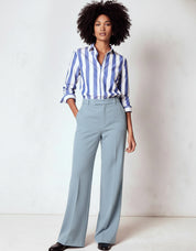 High-Waisted Light Blue Wide-Leg Trousers