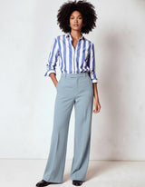 High-Waisted Light Blue Wide-Leg Trousers
