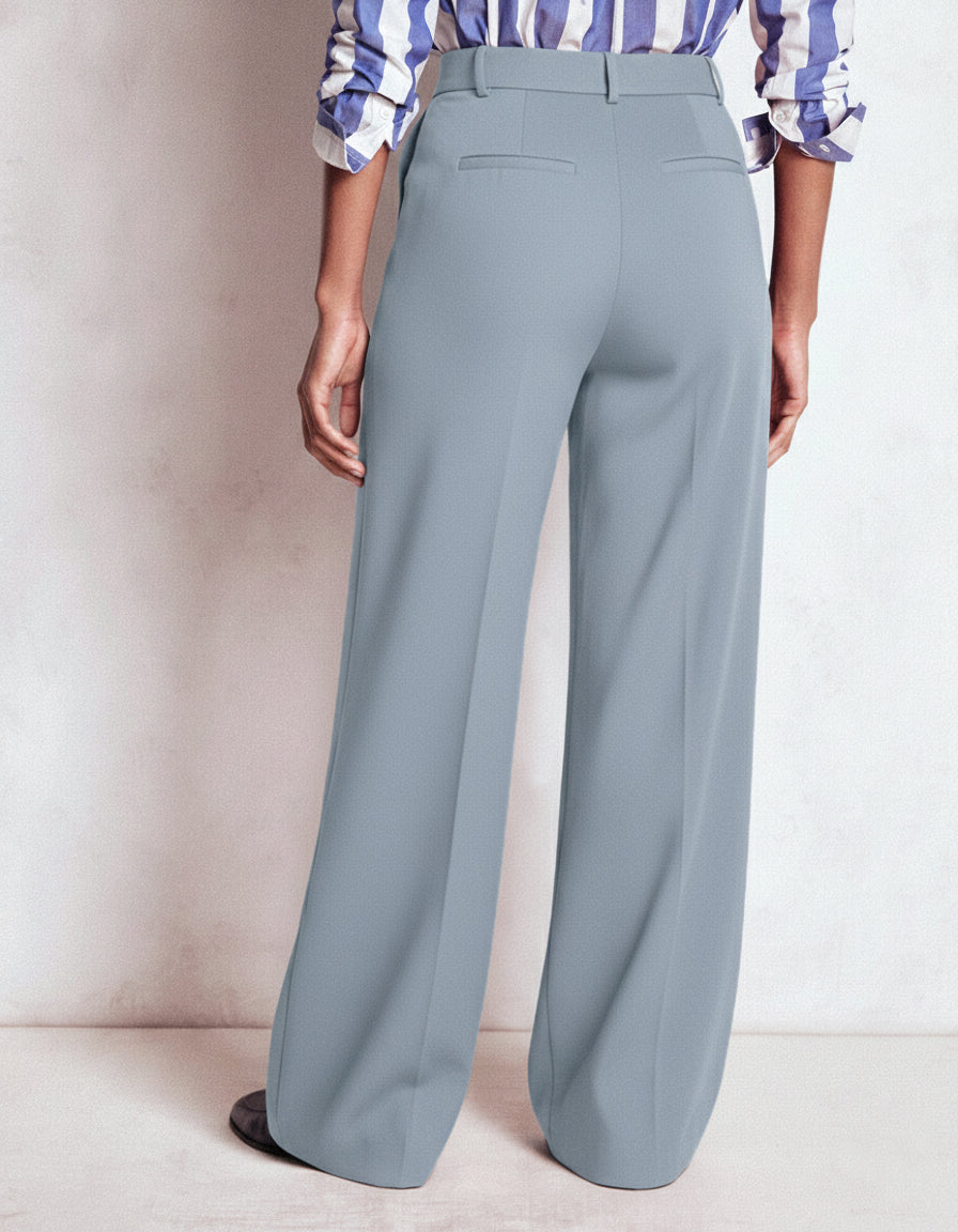High-Waisted Light Blue Wide-Leg Trousers