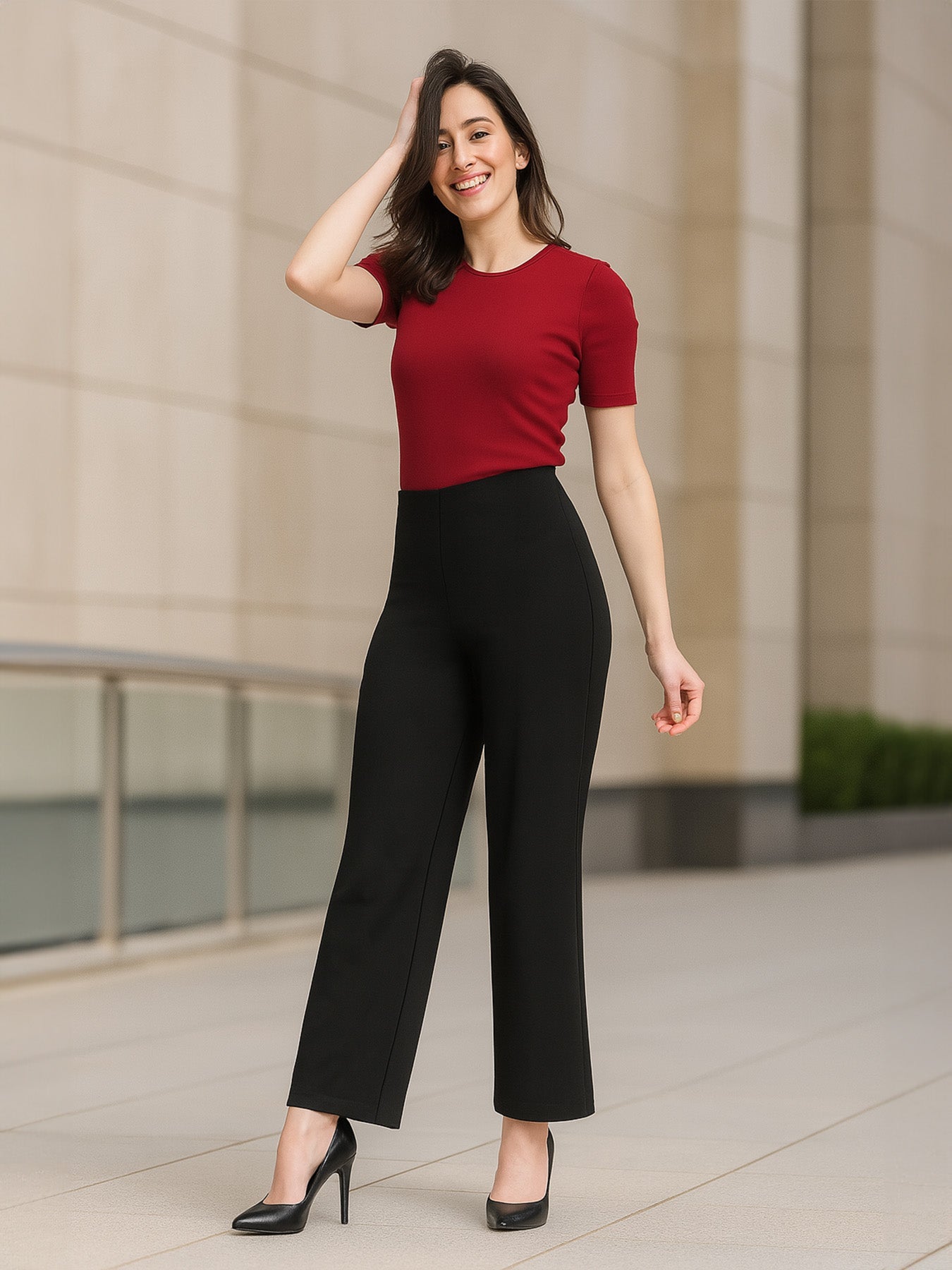 Black High Waist Straight Leg Women‚Äôs Pants