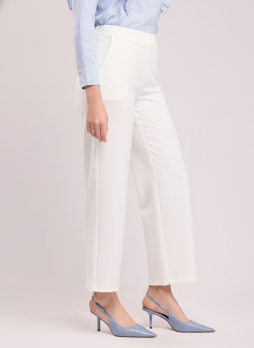 Women White High Waist Straight Fit Pants