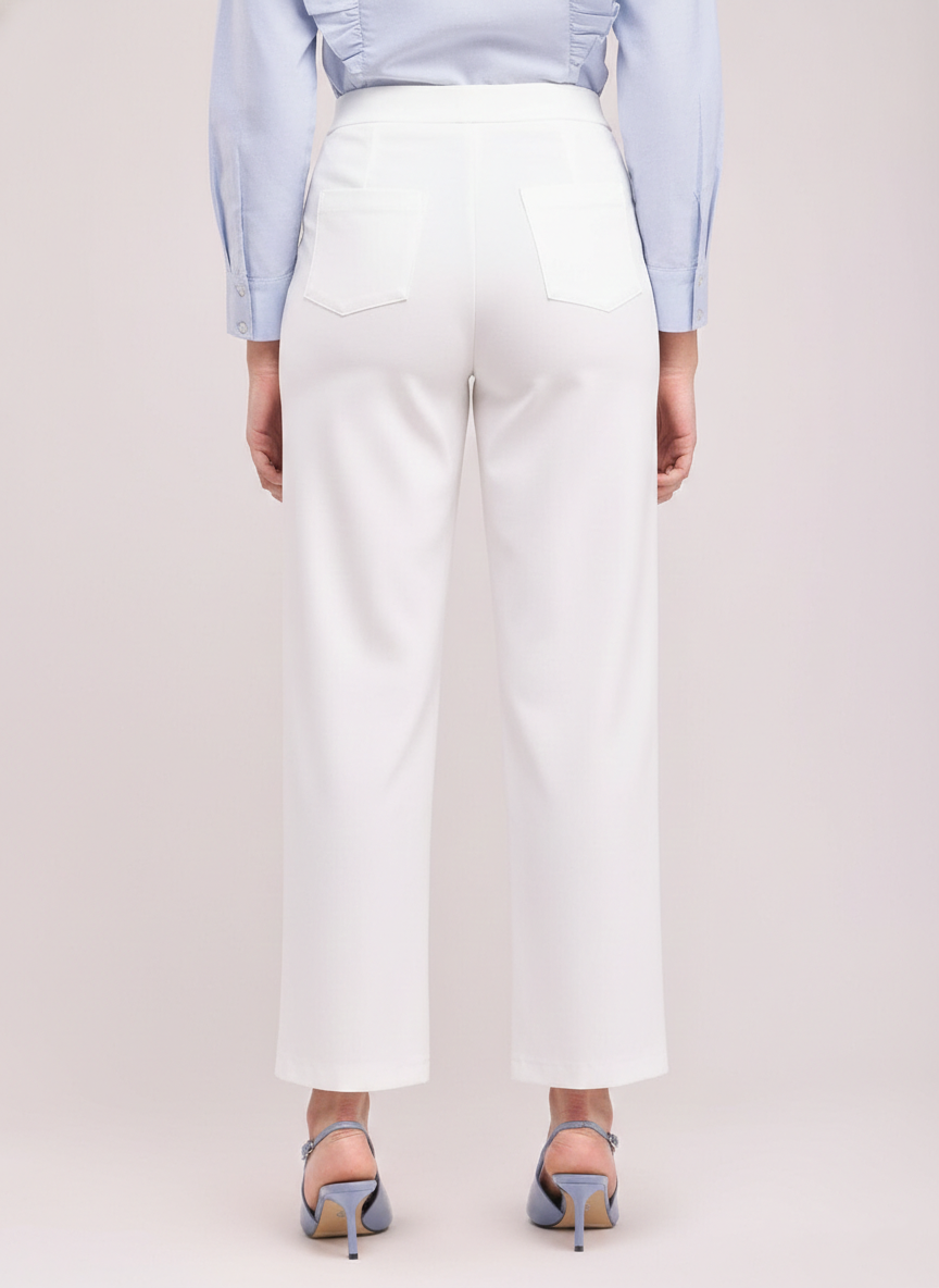 Women White High Waist Straight Fit Pants