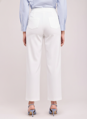 Women White High Waist Straight Fit Pants