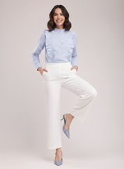 Women White High Waist Straight Fit Pants