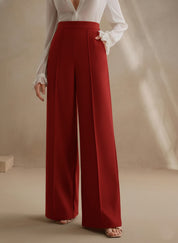 Maroon High Waist Wide Leg Women‚Äôs Pants