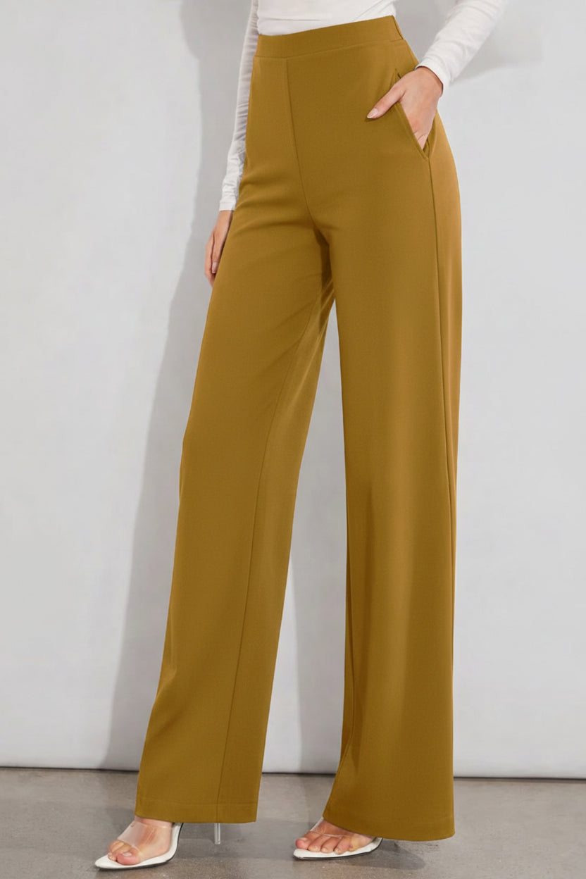 Women's Mustard High Waisted Wide Leg Pants