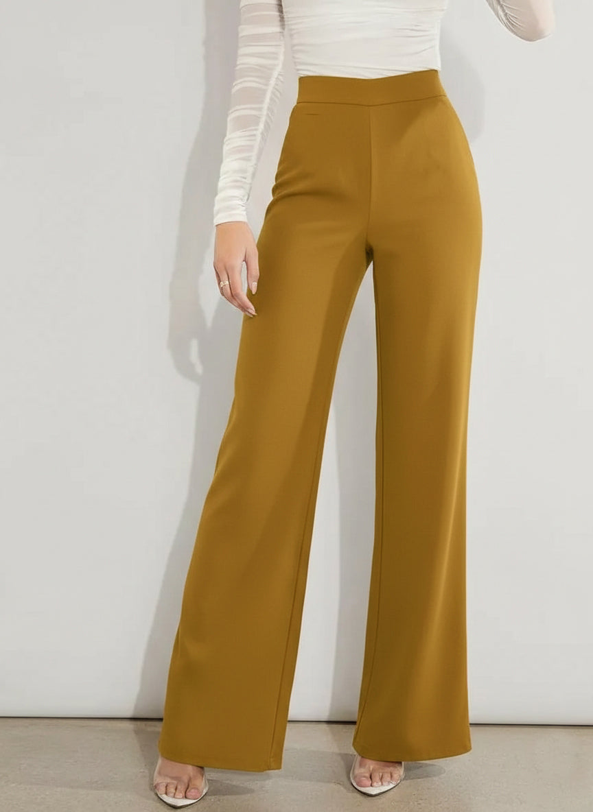Women's Mustard High Waisted Wide Leg Pants