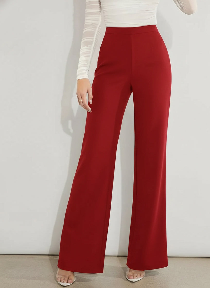 High-Waisted Wide-Leg Red Palazzo Pants