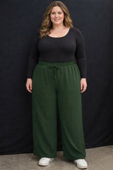 Women's Plus Size Forest Green Wide Leg Pants