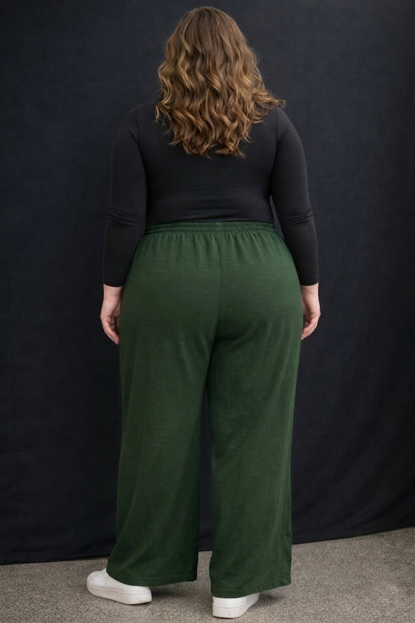 Women's Plus Size Forest Green Wide Leg Pants