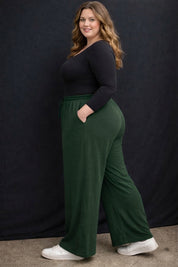 Women's Plus Size Forest Green Wide Leg Pants