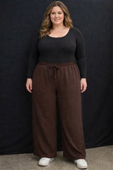 Women's Plus Size Dark Brown Wide Leg Pants