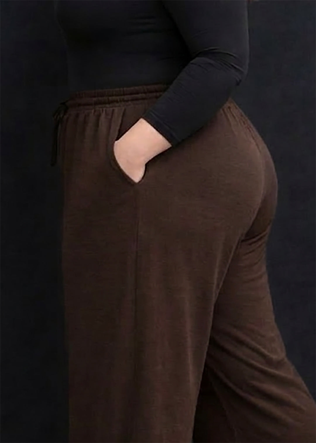 Women's Plus Size Dark Brown Wide Leg Pants