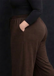 Women's Plus Size Dark Brown Wide Leg Pants