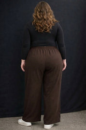Women's Plus Size Dark Brown Wide Leg Pants