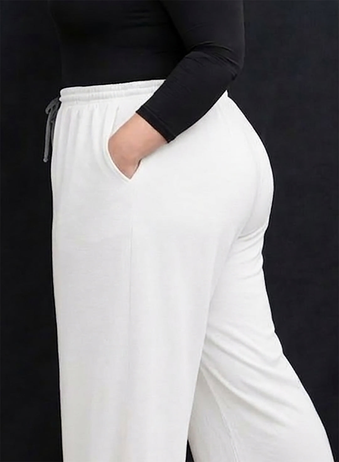 Women's Plus Size Off-White Wide Leg Pants