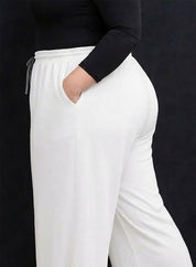 Women's Plus Size Off-White Wide Leg Pants