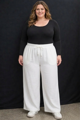 Women's Plus Size Off-White Wide Leg Pants