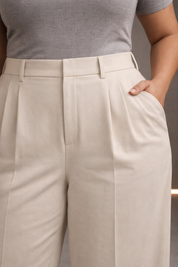 Plus Size Women’s Beige Wide Leg Palazzo Pants