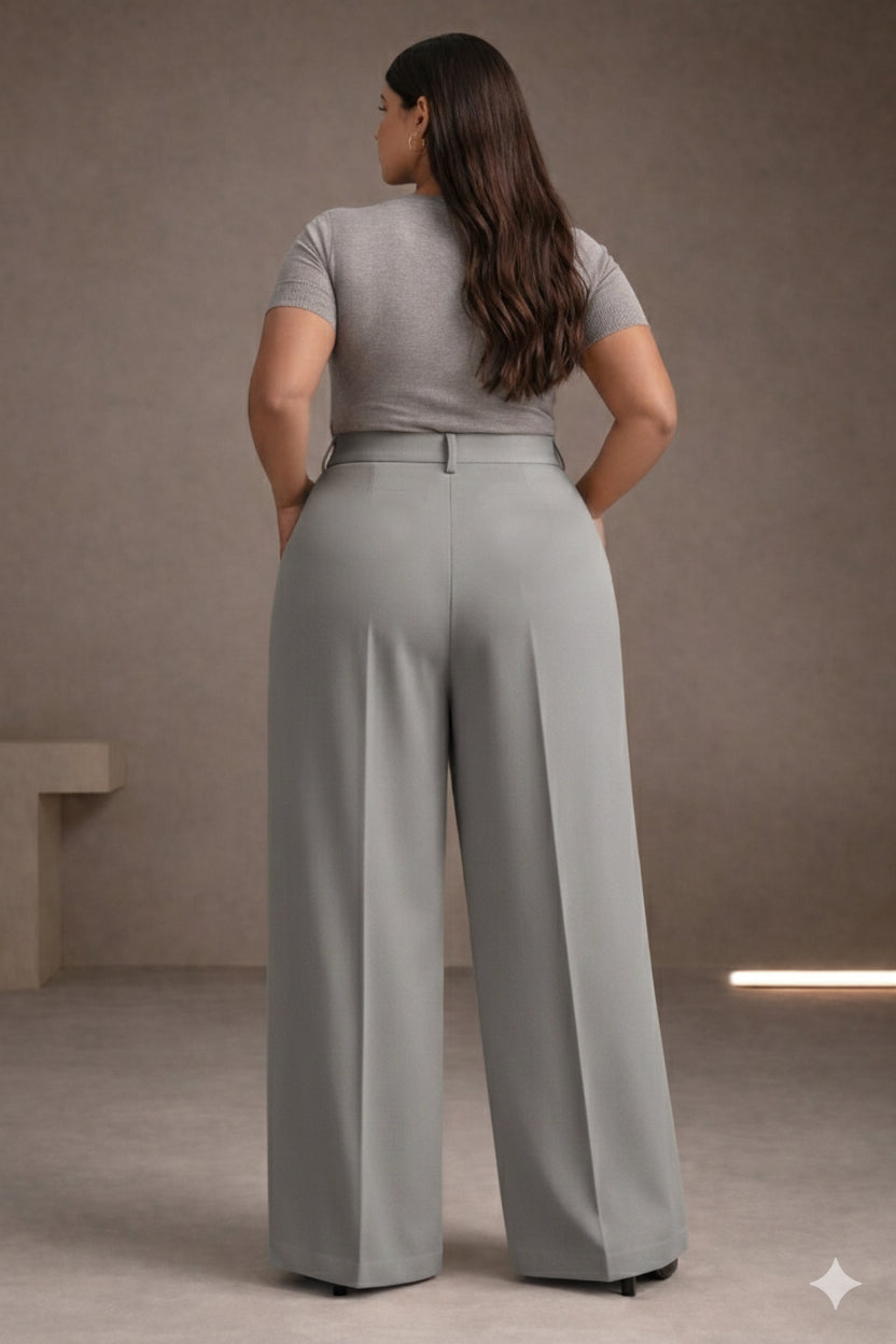 Plus Size Women’s Grey Wide Leg Palazzo Pants