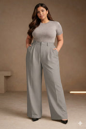 Plus Size Women’s Grey Wide Leg Palazzo Pants