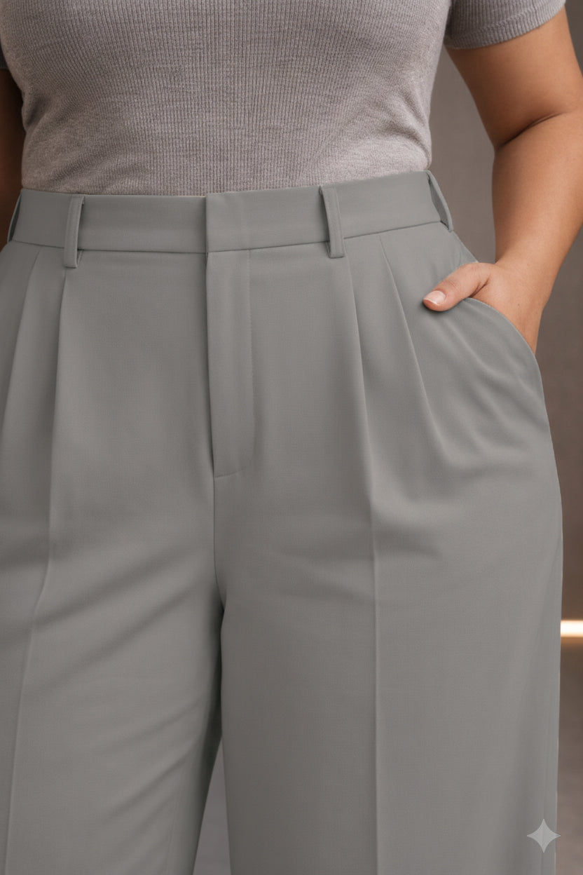 Plus Size Women’s Grey Wide Leg Palazzo Pants