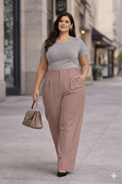 Plus Size Women’s Dirty Pink Wide Leg Palazzo Pants