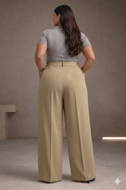 Women’s Dark Beige High Waist Tailored Trousers