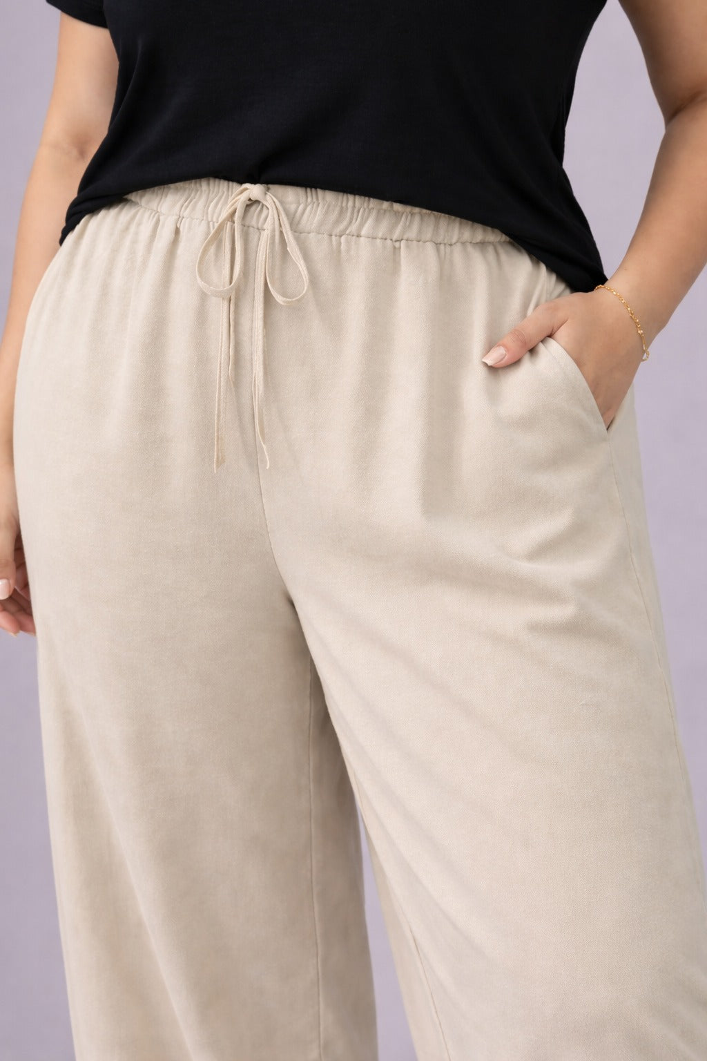 Plus Size Women’s Beige Wide Leg Palazzo Pants