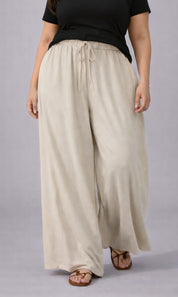 Plus Size Women’s Beige Wide Leg Palazzo Pants