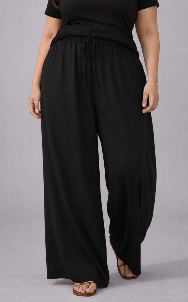 Plus Size Women’s Black Wide Leg Palazzo Pants
