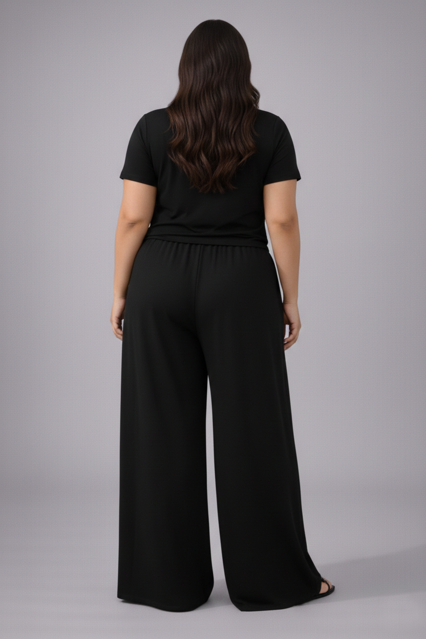 Plus Size Women’s Black Wide Leg Palazzo Pants
