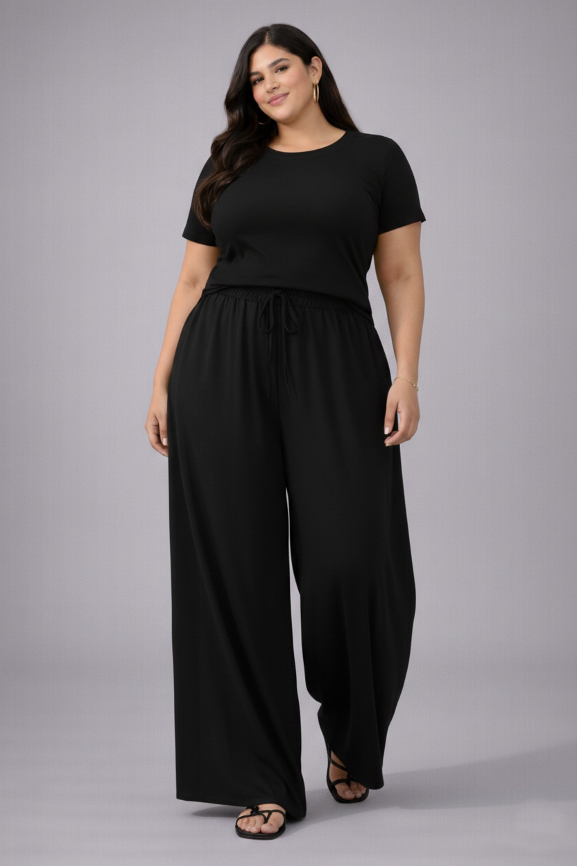 Plus Size Women’s Black Wide Leg Palazzo Pants