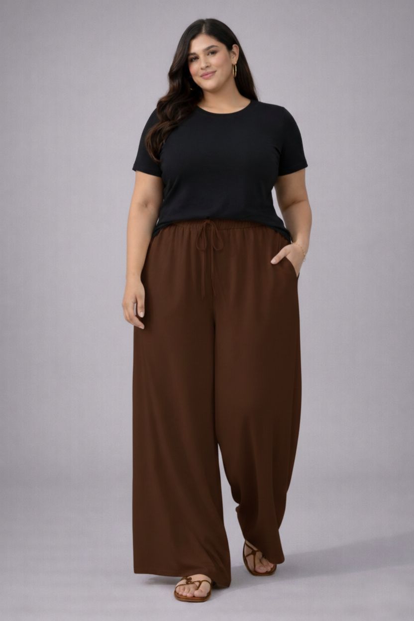 Plus Size Women’s Brown Wide Leg Palazzo Pants