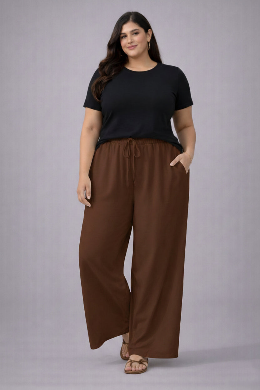 Plus Size Women’s Brown Wide Leg Palazzo Pants