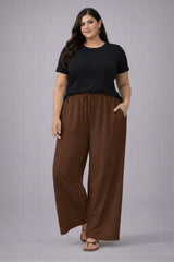 Plus Size Women’s Brown Wide Leg Palazzo Pants