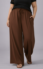 Plus Size Women’s Brown Wide Leg Palazzo Pants