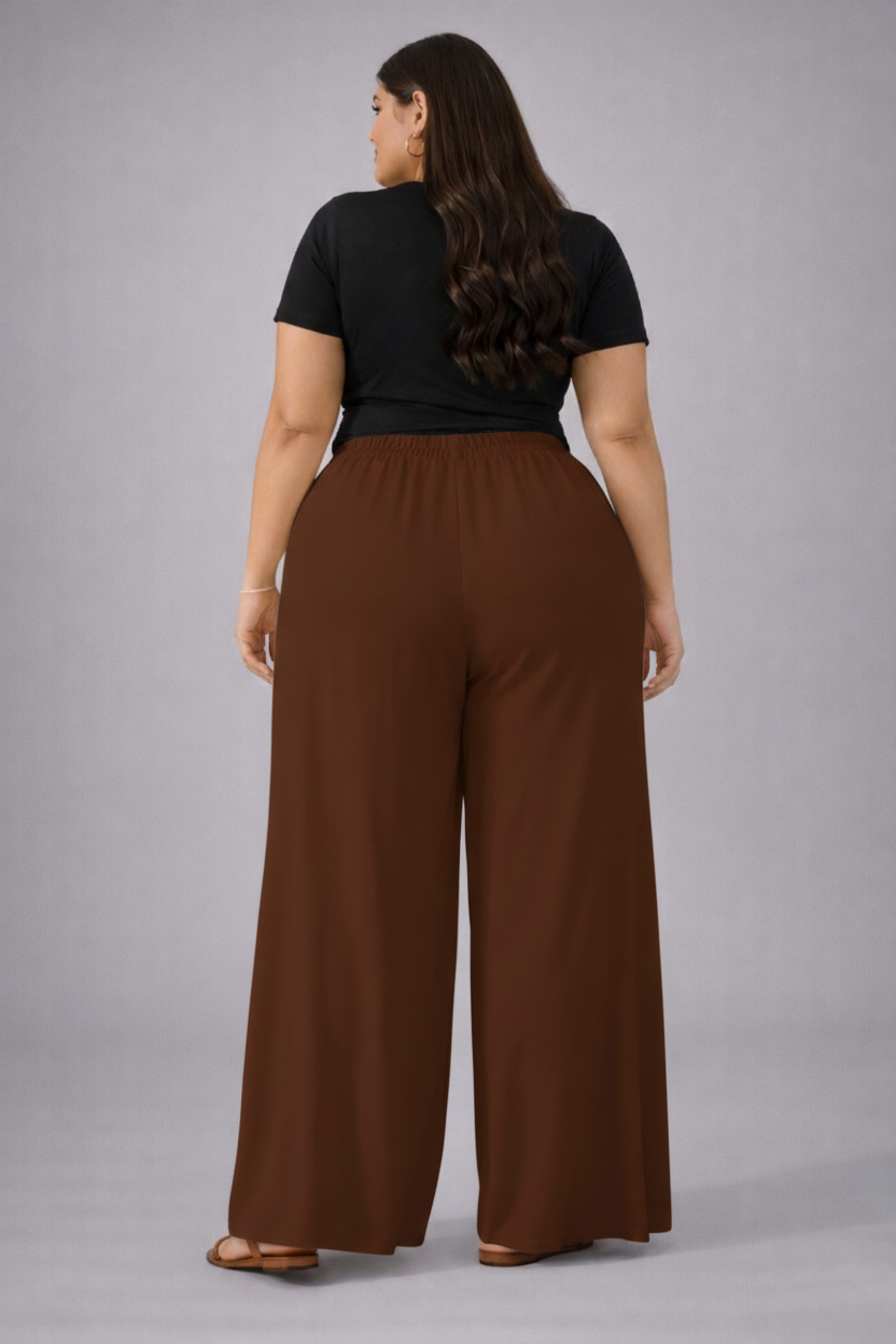 Plus Size Women’s Brown Wide Leg Palazzo Pants