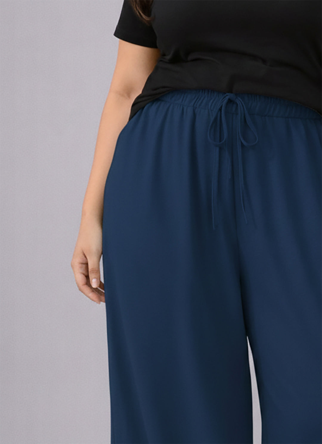 Plus Size Women’s Navy Blue Wide Leg Palazzo Pants